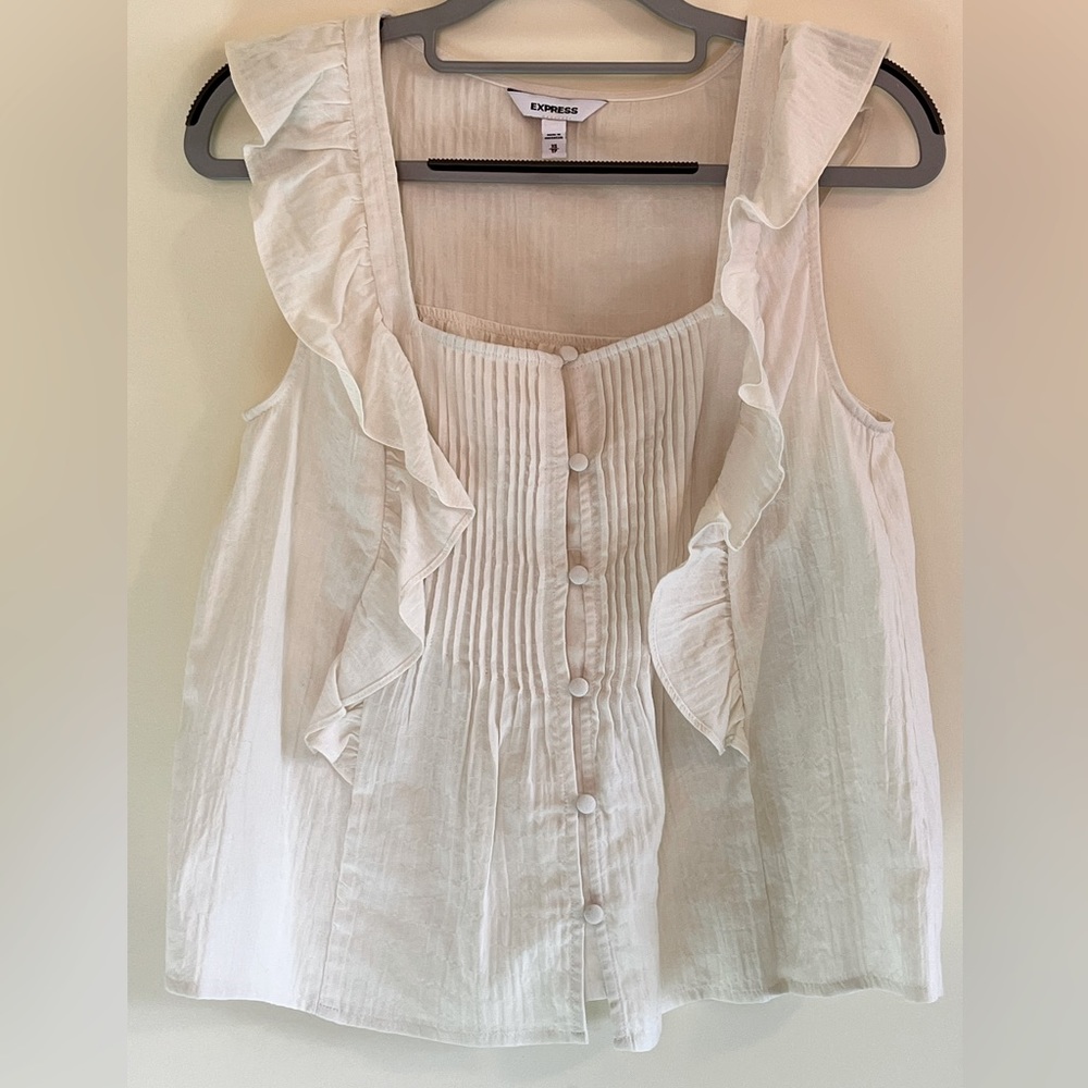 Express Sleeveless Lace Top, Color Cream, Size XS/P- gently worn